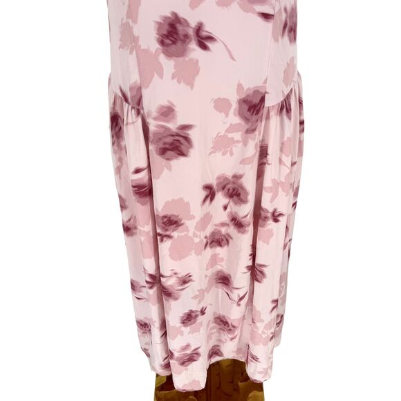 Abercrombie Fitch Pink Floral Maxi Dress XL Open Back Flutter Sleeve Slit Zipper - Picture 5 of 13